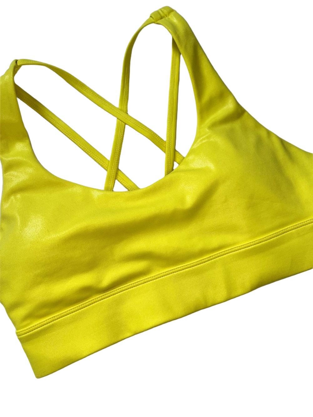 ZYIA Active Sports Bra Neon Yellow with Shimmer Texture Size Medium